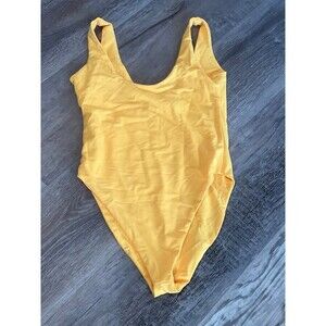 New cute One Piece Swimsuit Bodysuit Yellow Bathing Suit size S women teen